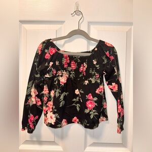 Floral Black and Pink Little girls Top Blouse 👚